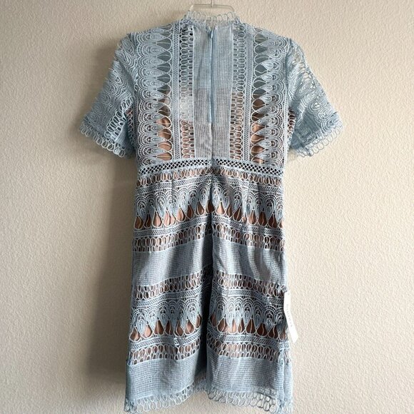 Bardot New Brenda Light Blue Lace Sheath Short Dress Size US 4/ XS - Picture 5 of 9